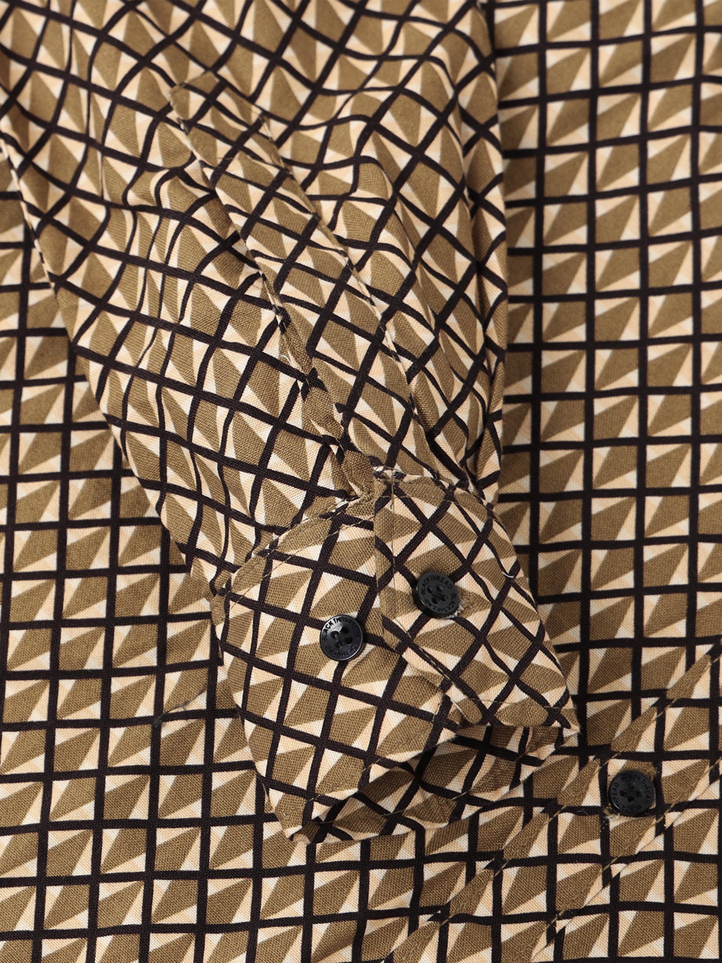 Men’s Brown Geometric Printed Casual Shirt By Black Thread