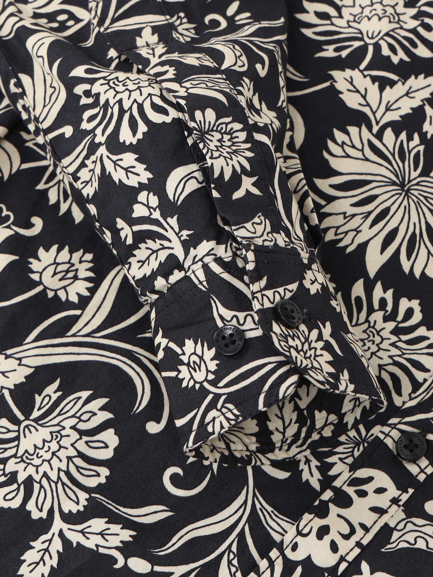 Men’s Black & Beige Floral Printed Slim Fit Casual Shirt By Black Thread