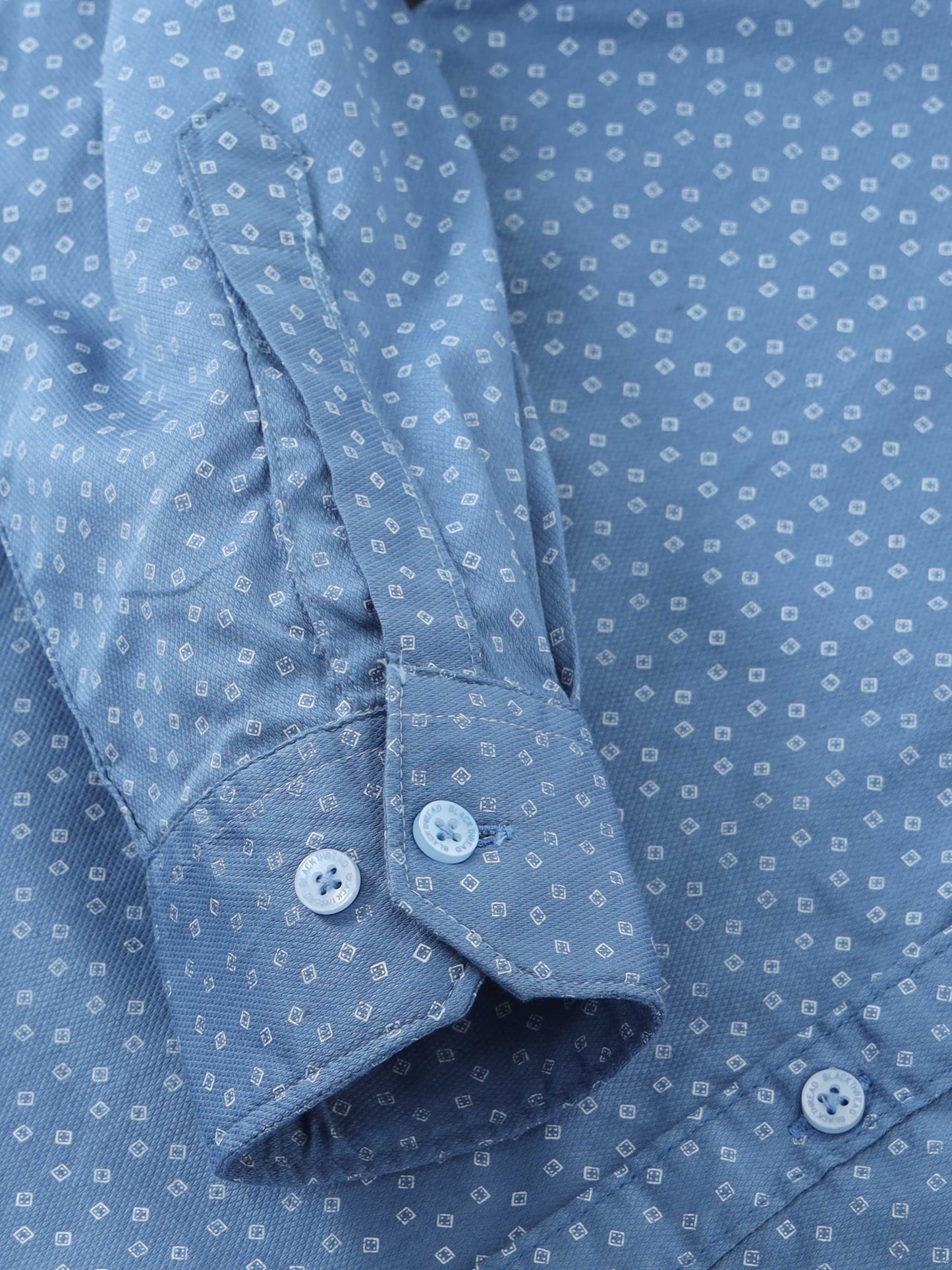 Men’s Blue Micro Printed Slim Fit Casual Shirt By Black Thread