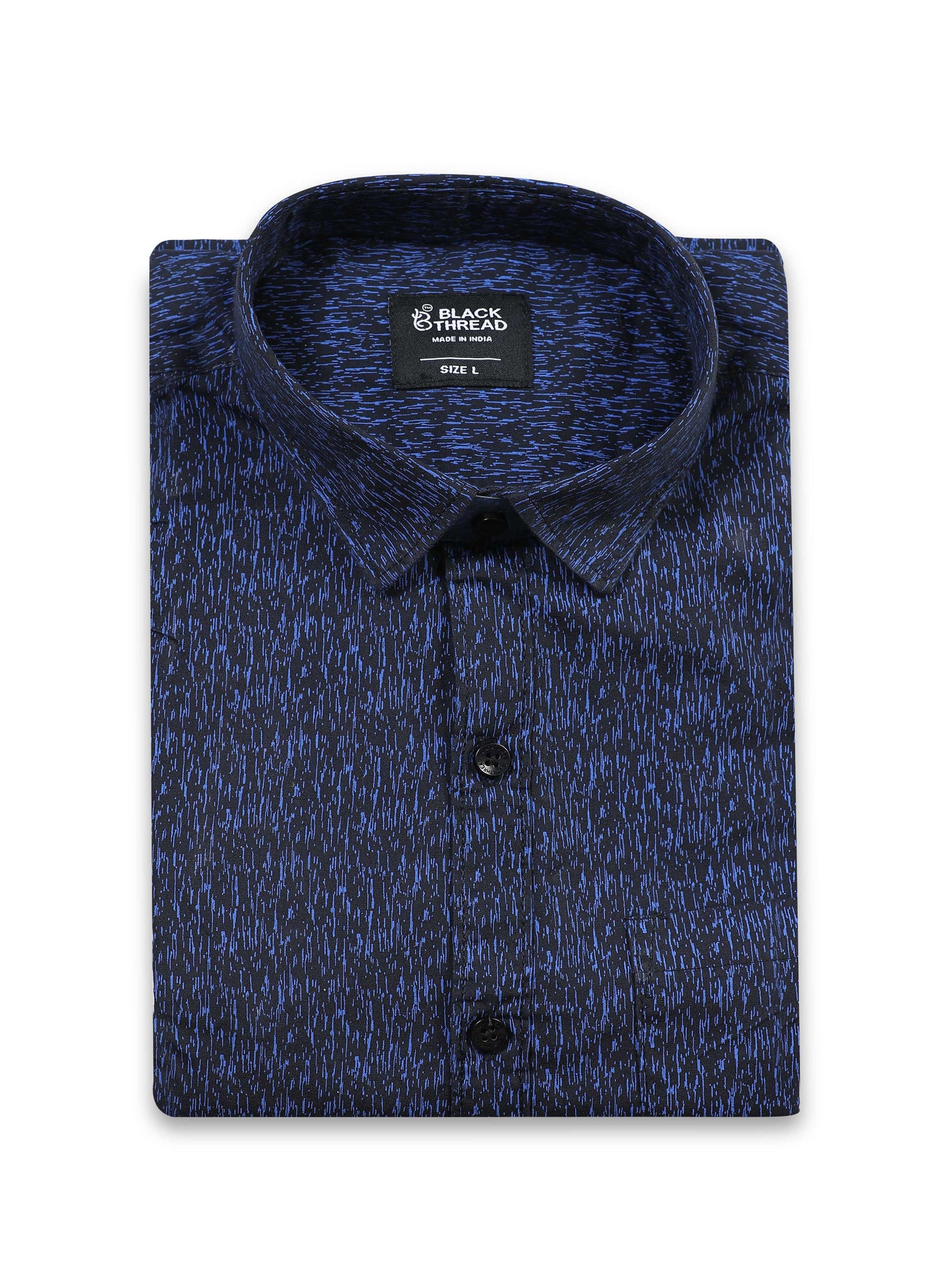 Men’s Navy Blue Abstract Printed Slim Fit Casual Shirt By Black Thread