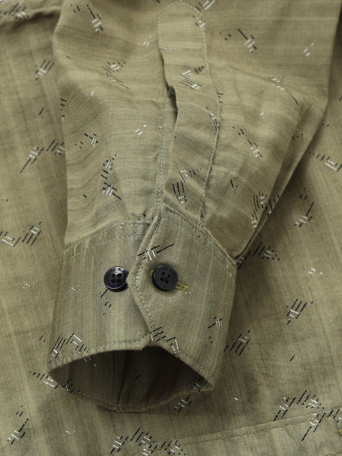 Men’s Olive Green Micro Printed Slim Fit Casual Shirt By Black Thread