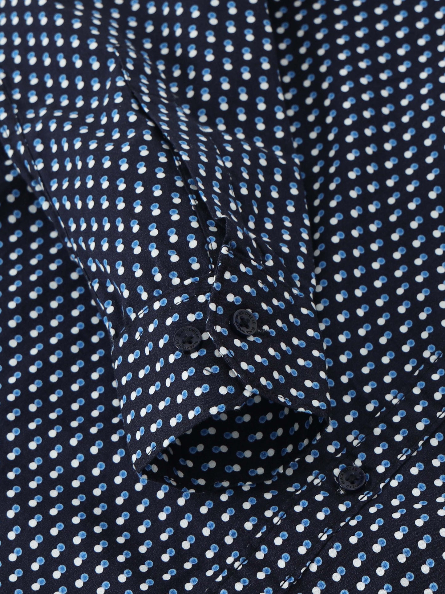 Men’s Navy Blue Geometric Printed Slim Fit Shirt By Black Thread