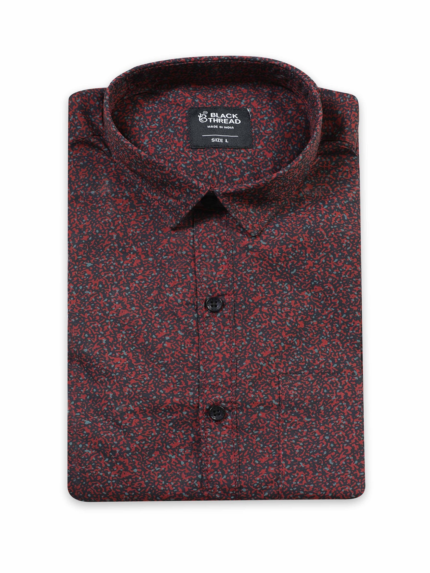 Men’s Maroon Micro Printed Slim Fit Casual Shirt By Black Thread