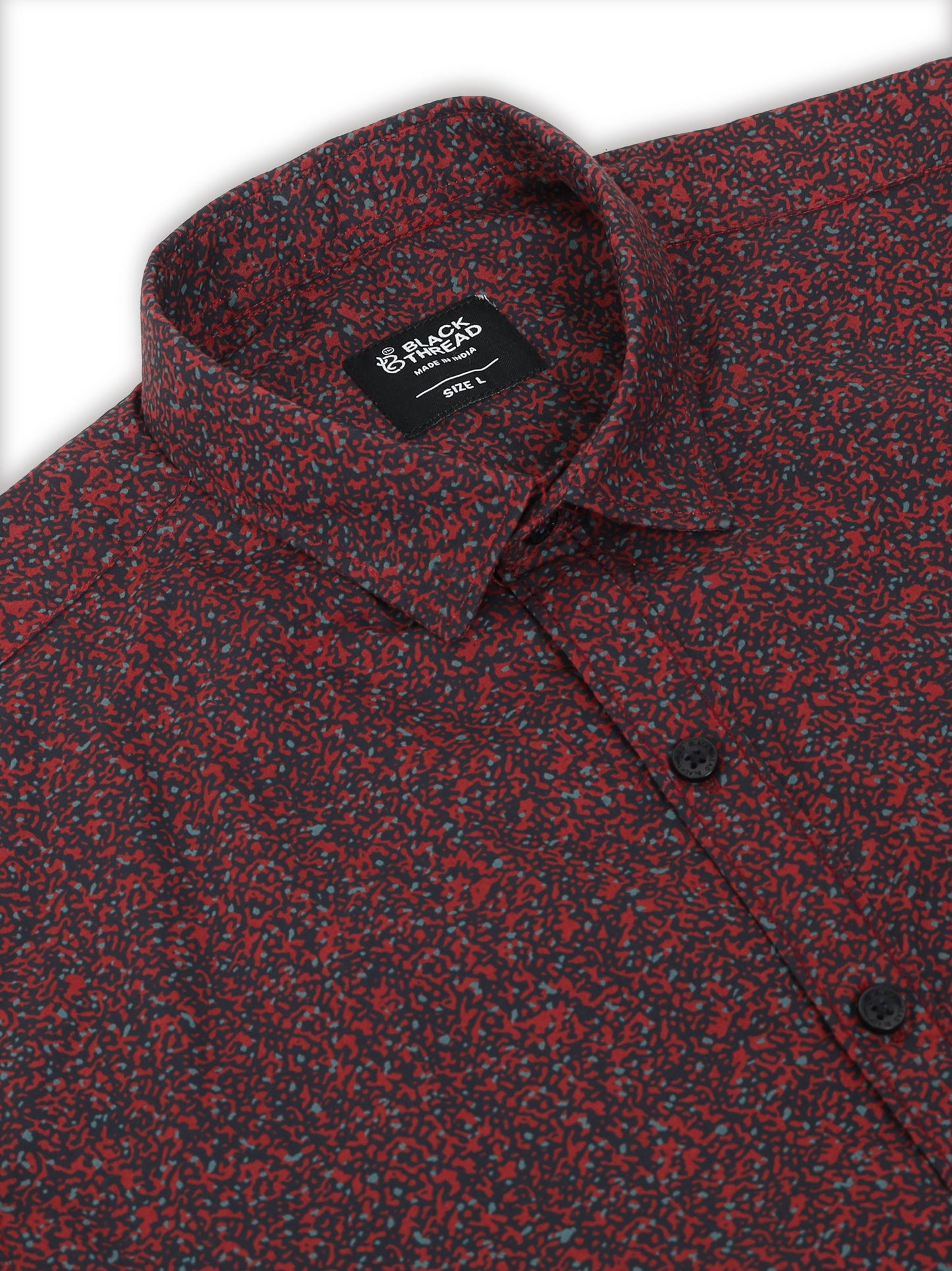 Men’s Maroon Micro Printed Slim Fit Casual Shirt By Black Thread