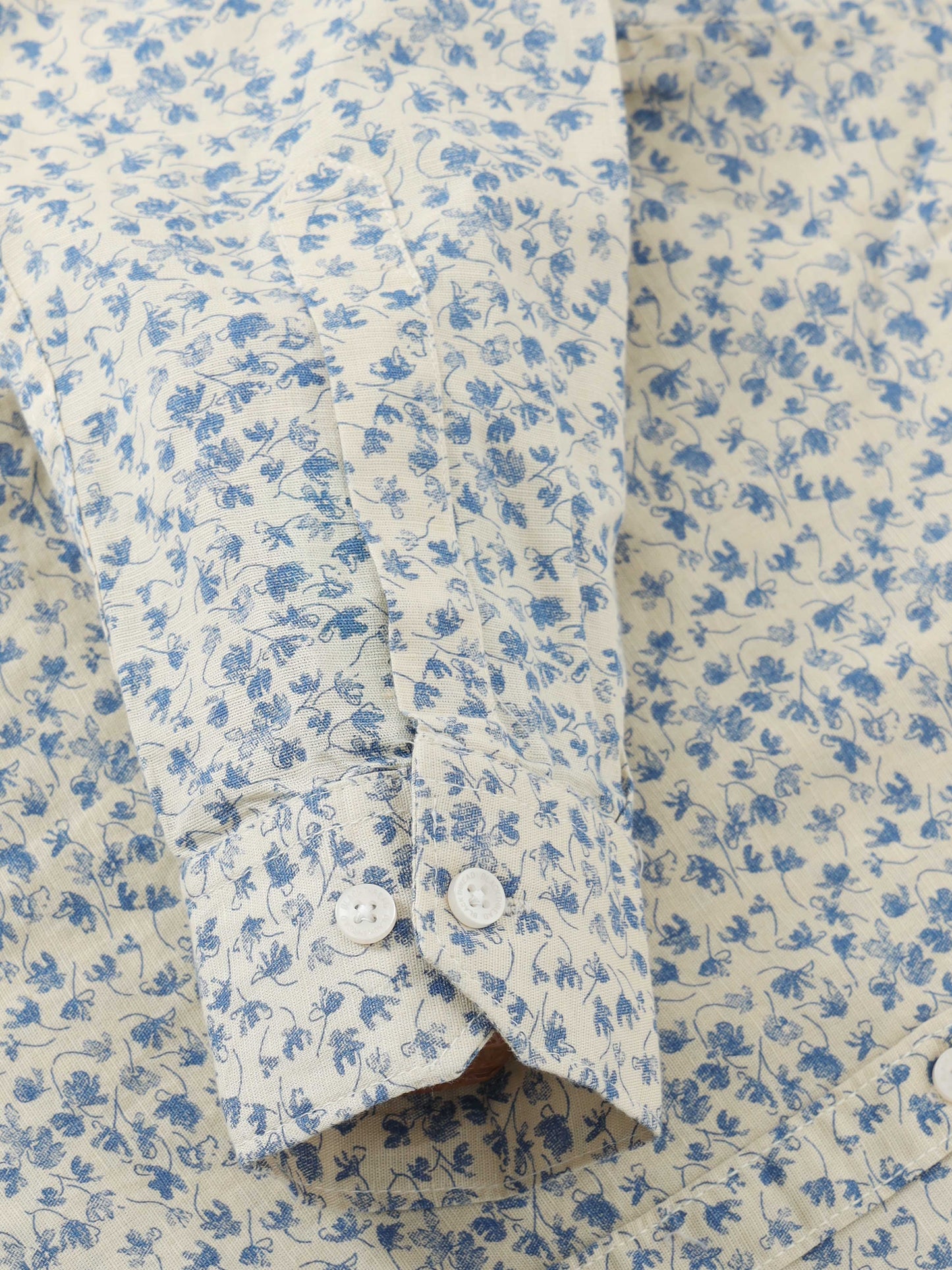 Men’s Cream & Blue Floral Printed Slim Fit Casual Shirt By Black Thread