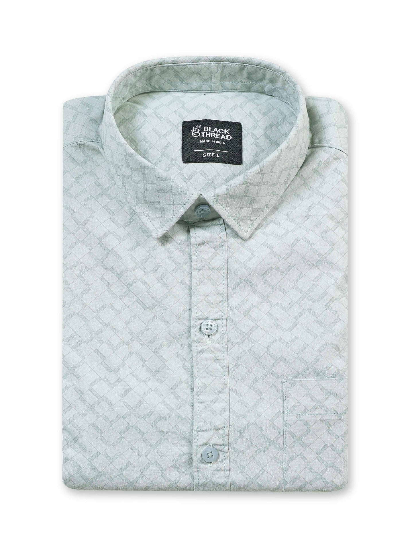 Men’s Light Grey Subtle Printed Slim Fit Casual Shirt By Black Thread