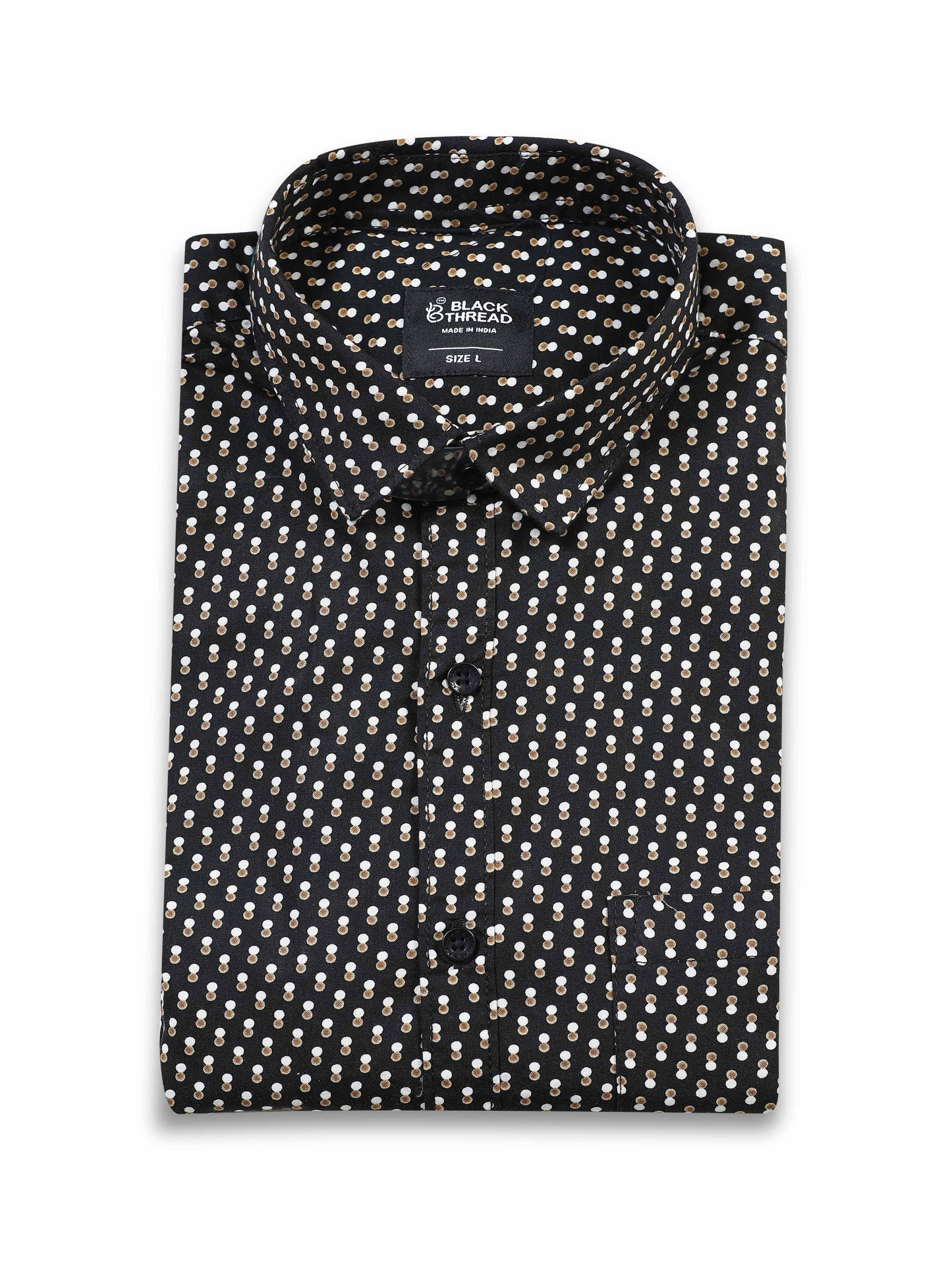 Men’s Black Geometric Printed Slim Fit Casual Shirt By Black Thread