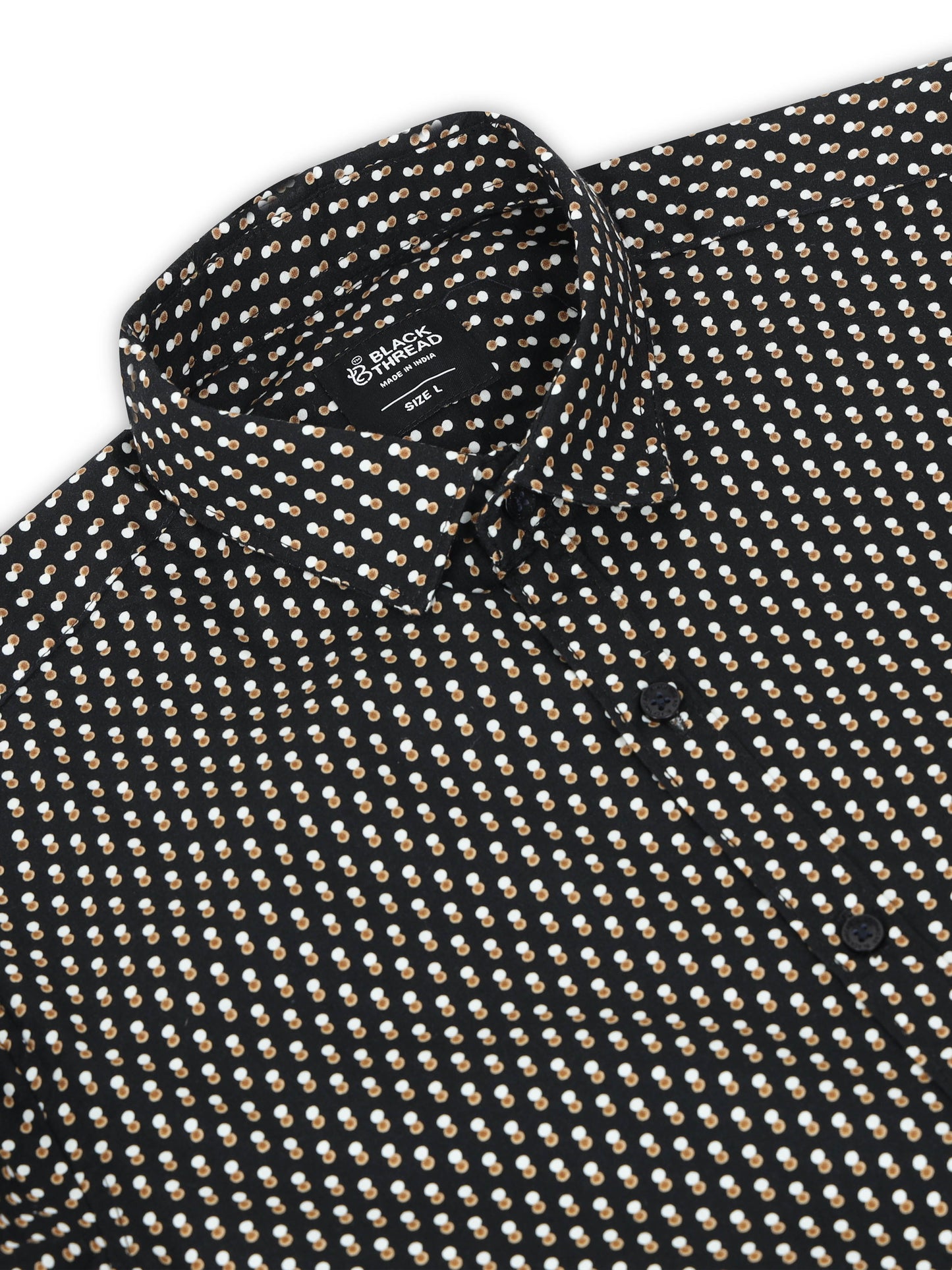 Men’s Black Geometric Printed Slim Fit Casual Shirt By Black Thread