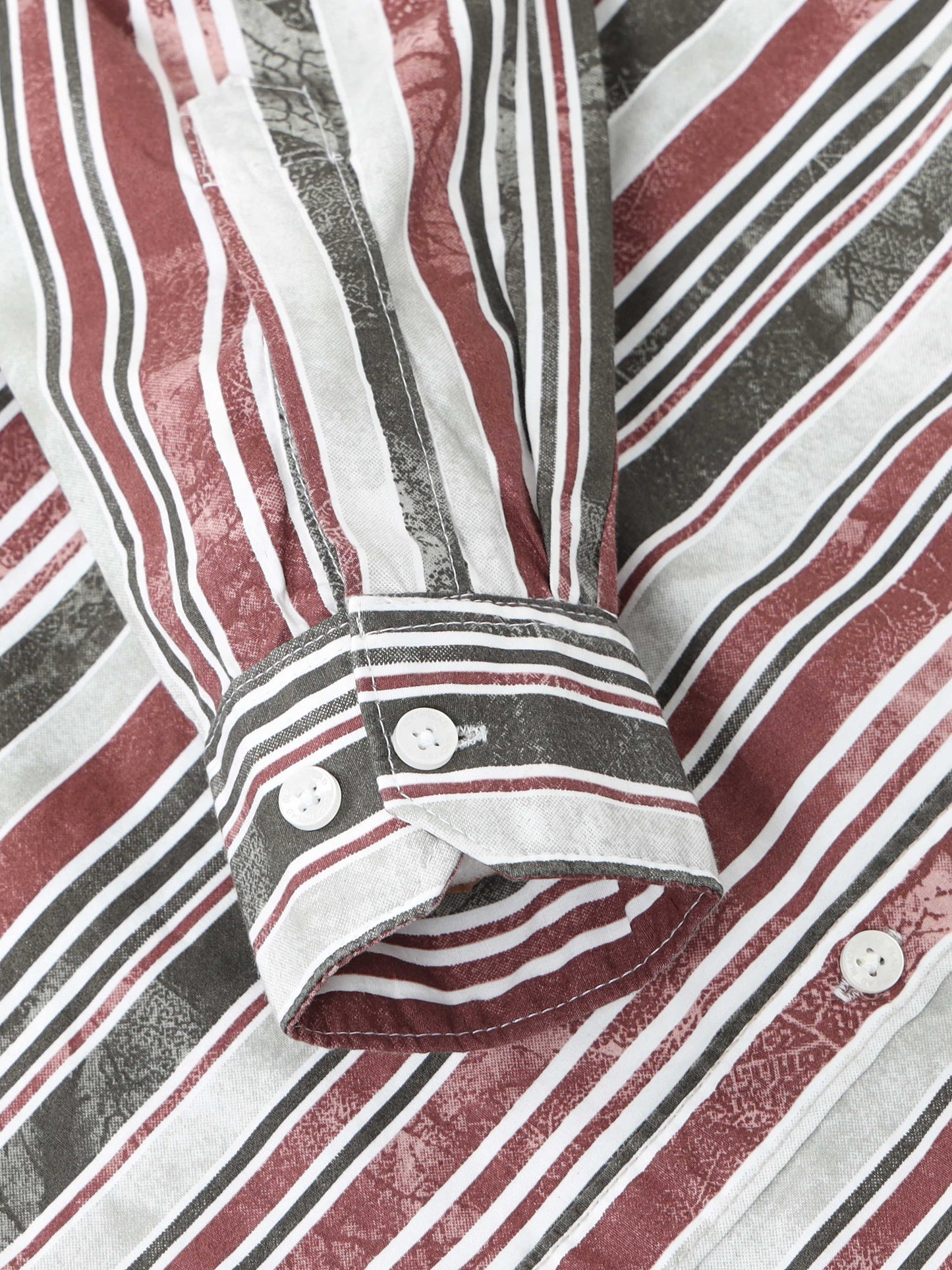 Men’s White with Maroon & Grey Vertical Striped Slim Fit Shirt By Black Thread