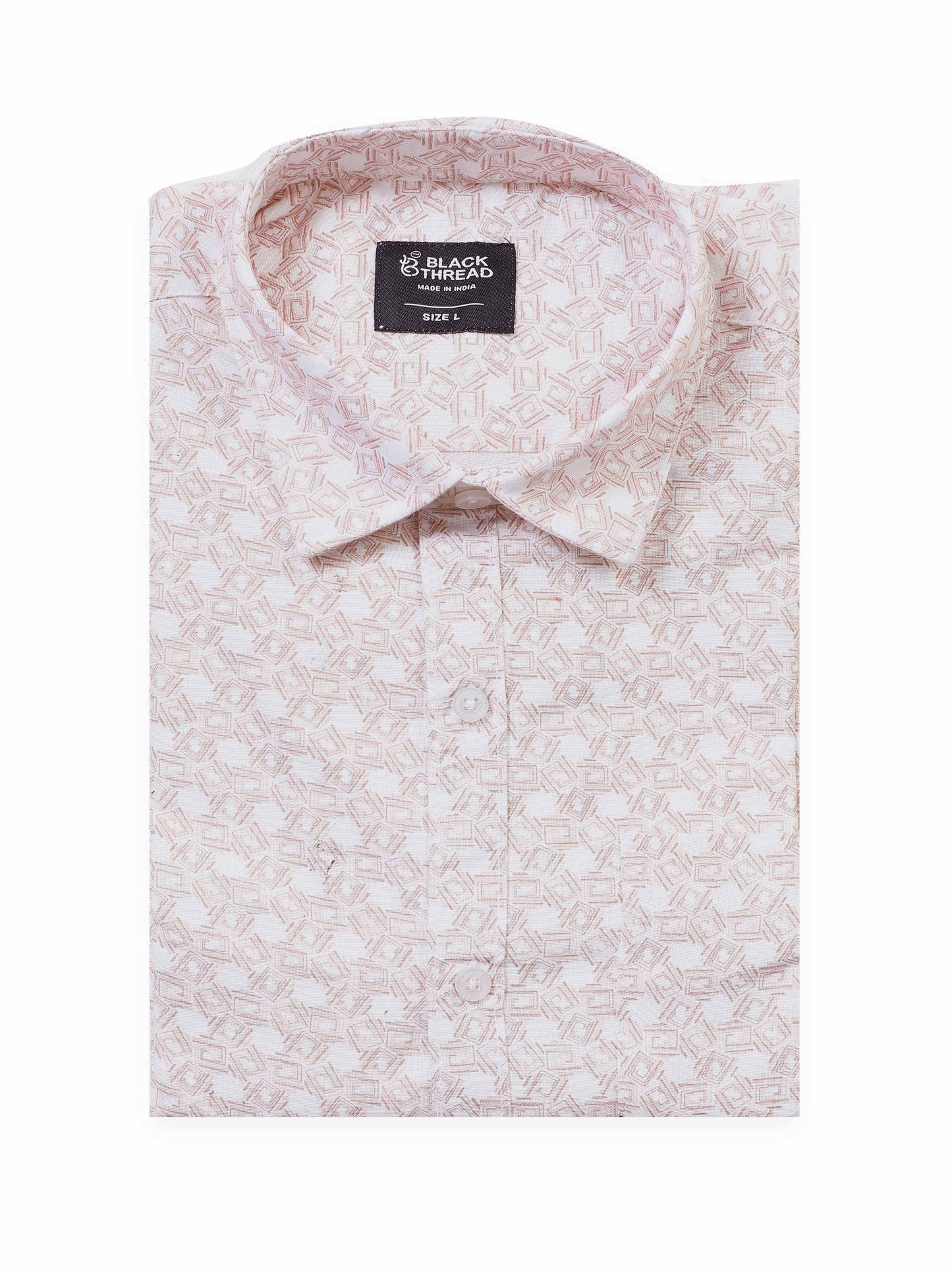 Men’s Light Pink Floral Printed Slim Fit Casual Shirt By Black Thread
