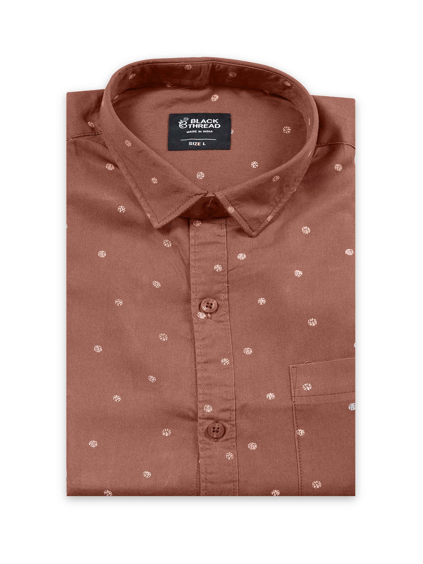 Men’s Brown Micro Printed Slim Fit Casual Shirt By Black Thread
