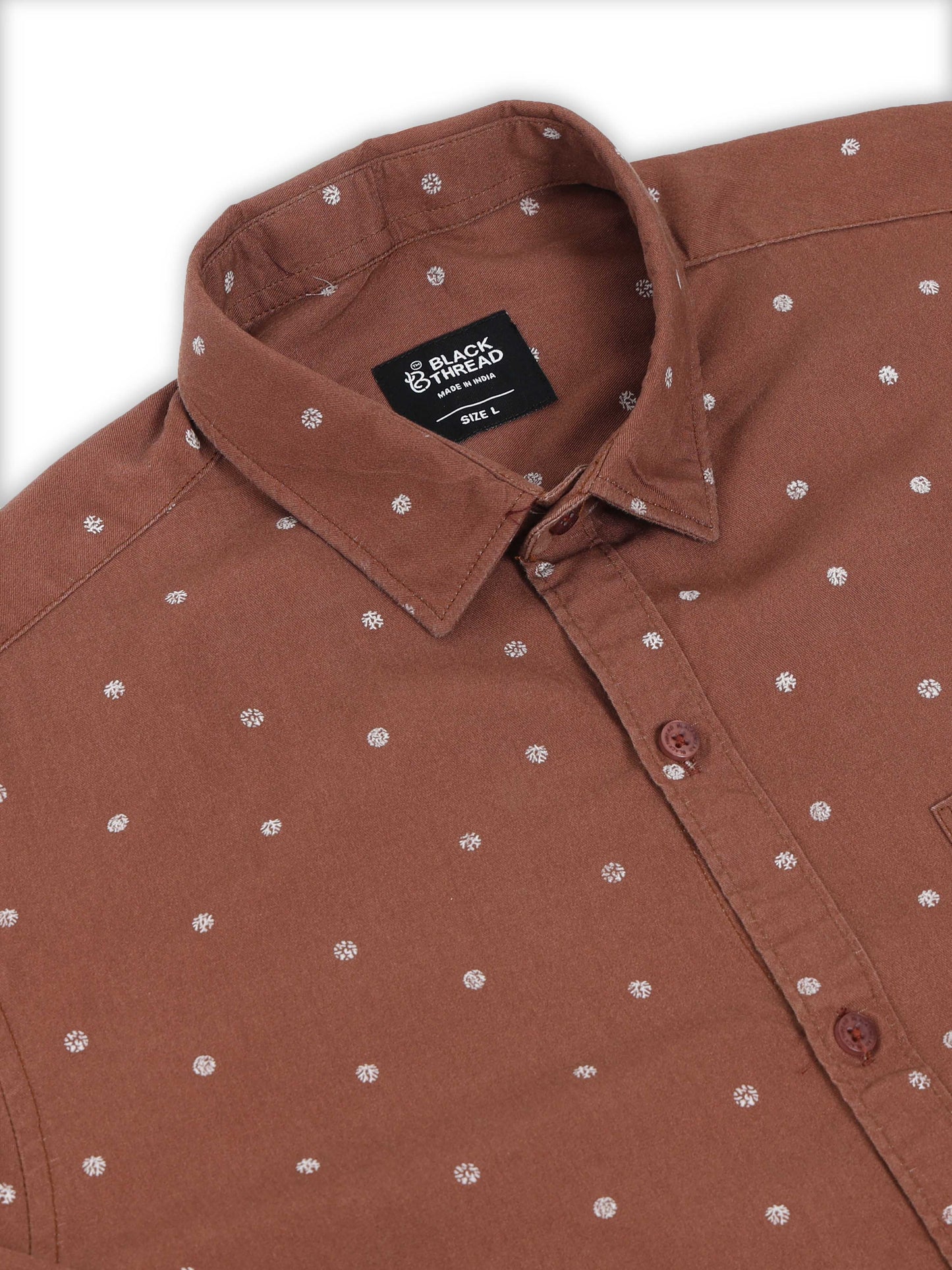 Men’s Brown Micro Printed Slim Fit Casual Shirt By Black Thread