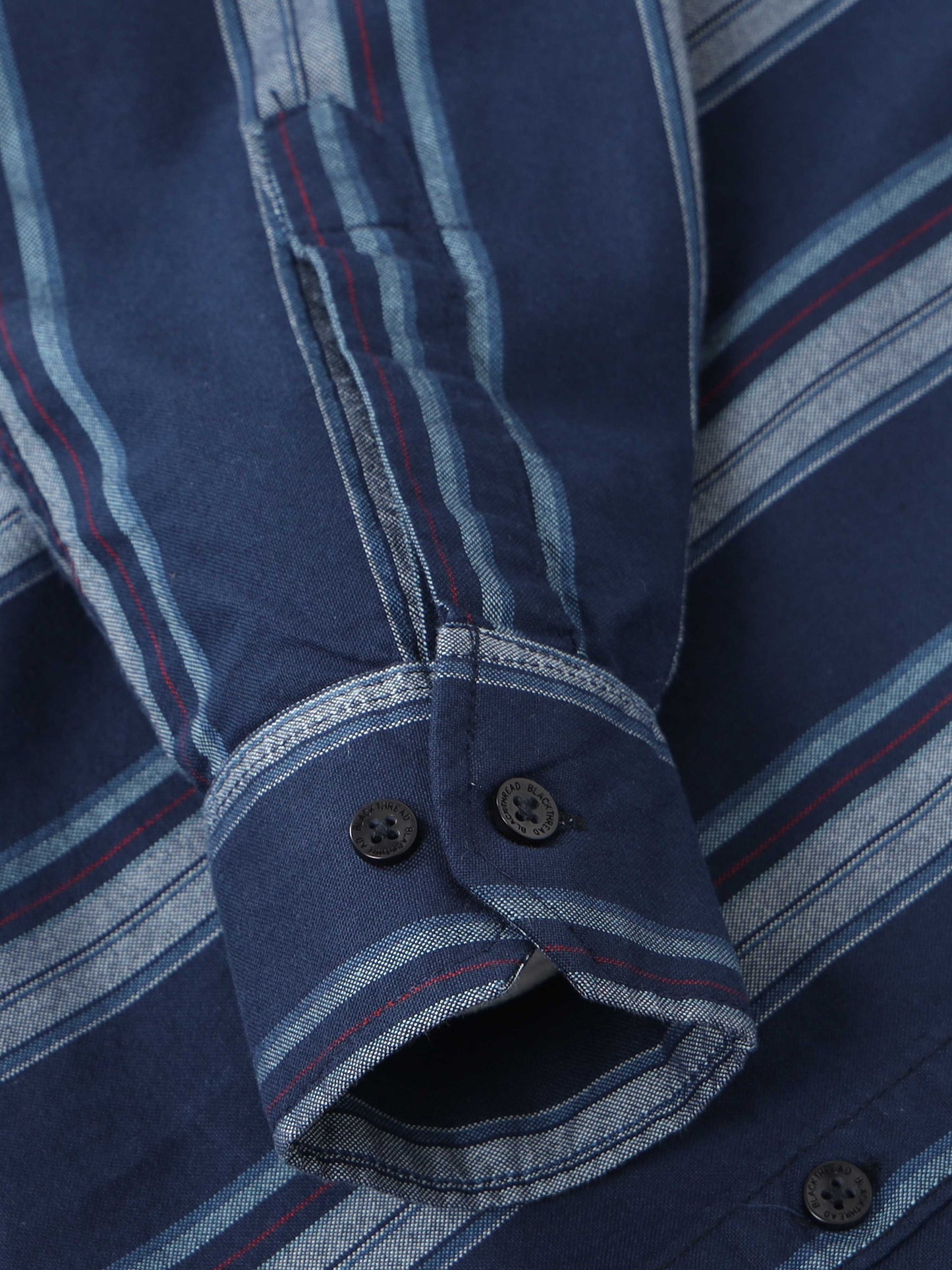 Men’s Navy Blue Vertical Striped Casual Shirt By Black Thread