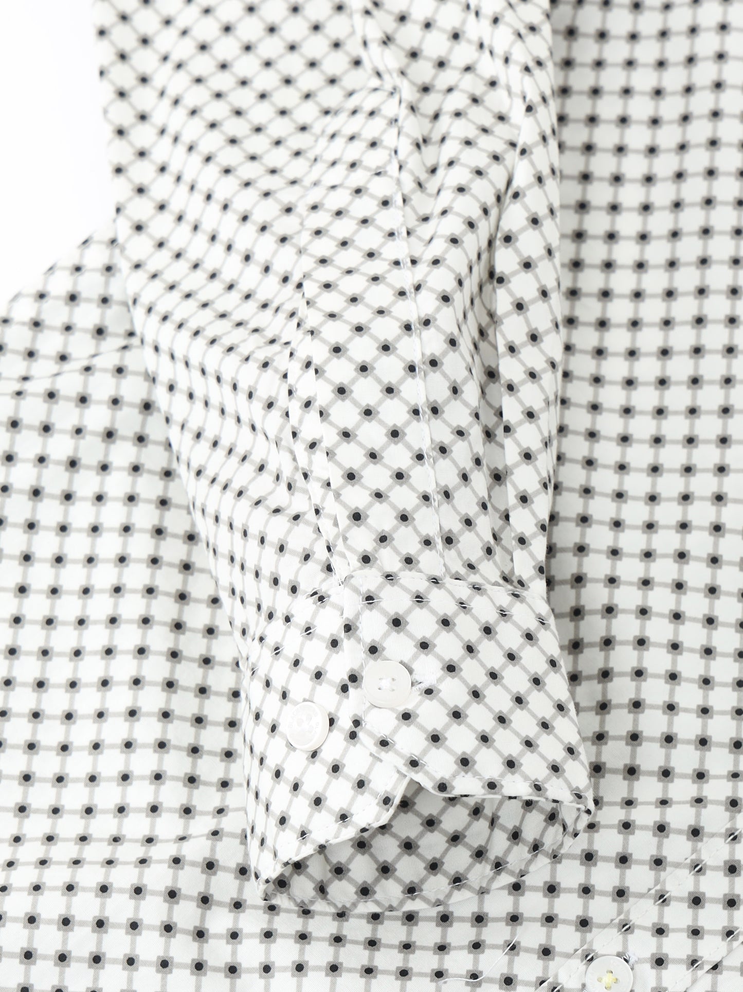 Men’s White & Black Geometric Printed Slim Fit Casual Shirt By Black Thread