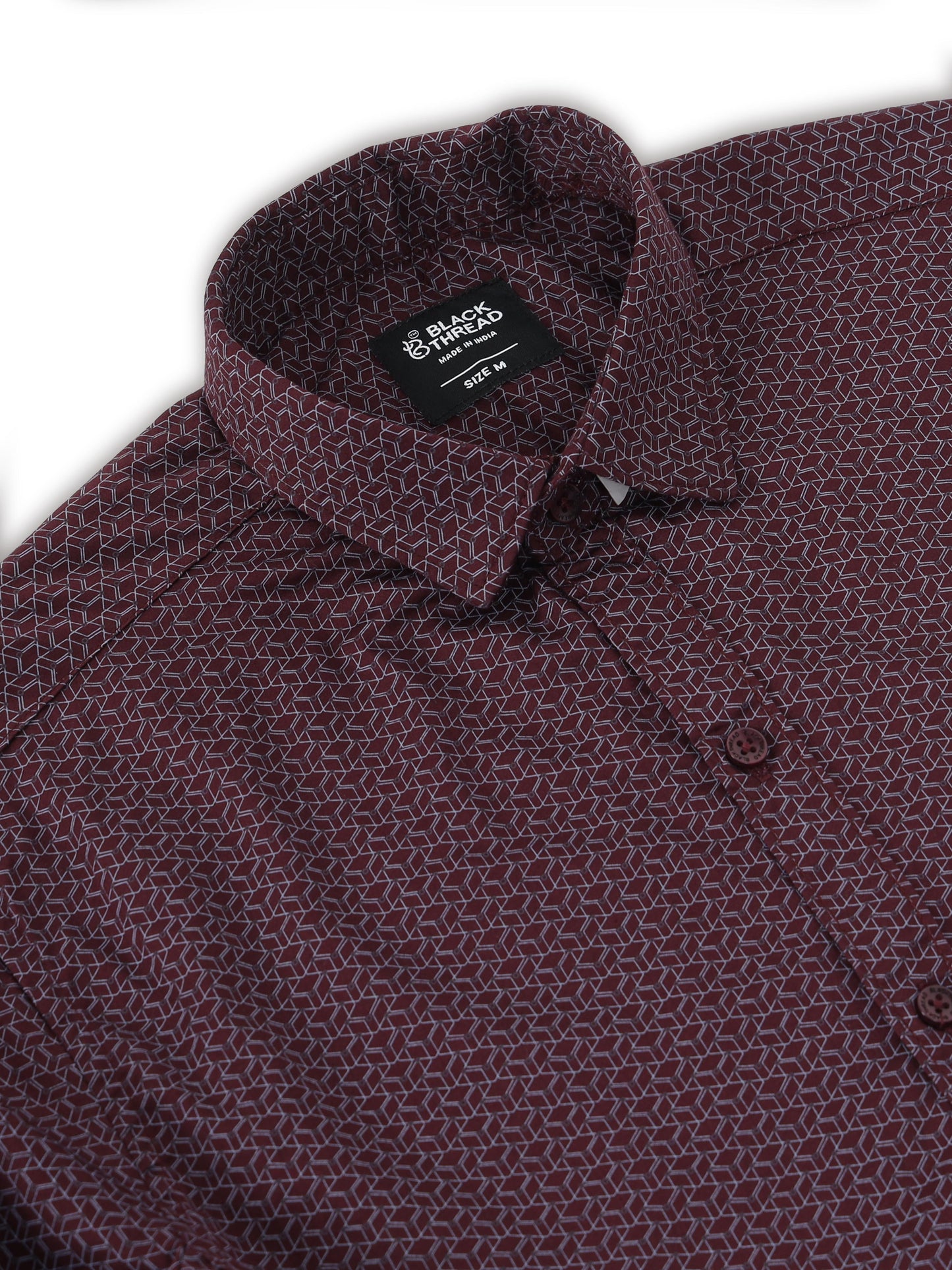 Men’s Wine Red Micro Printed Slim Fit Casual Shirt By Black Thread