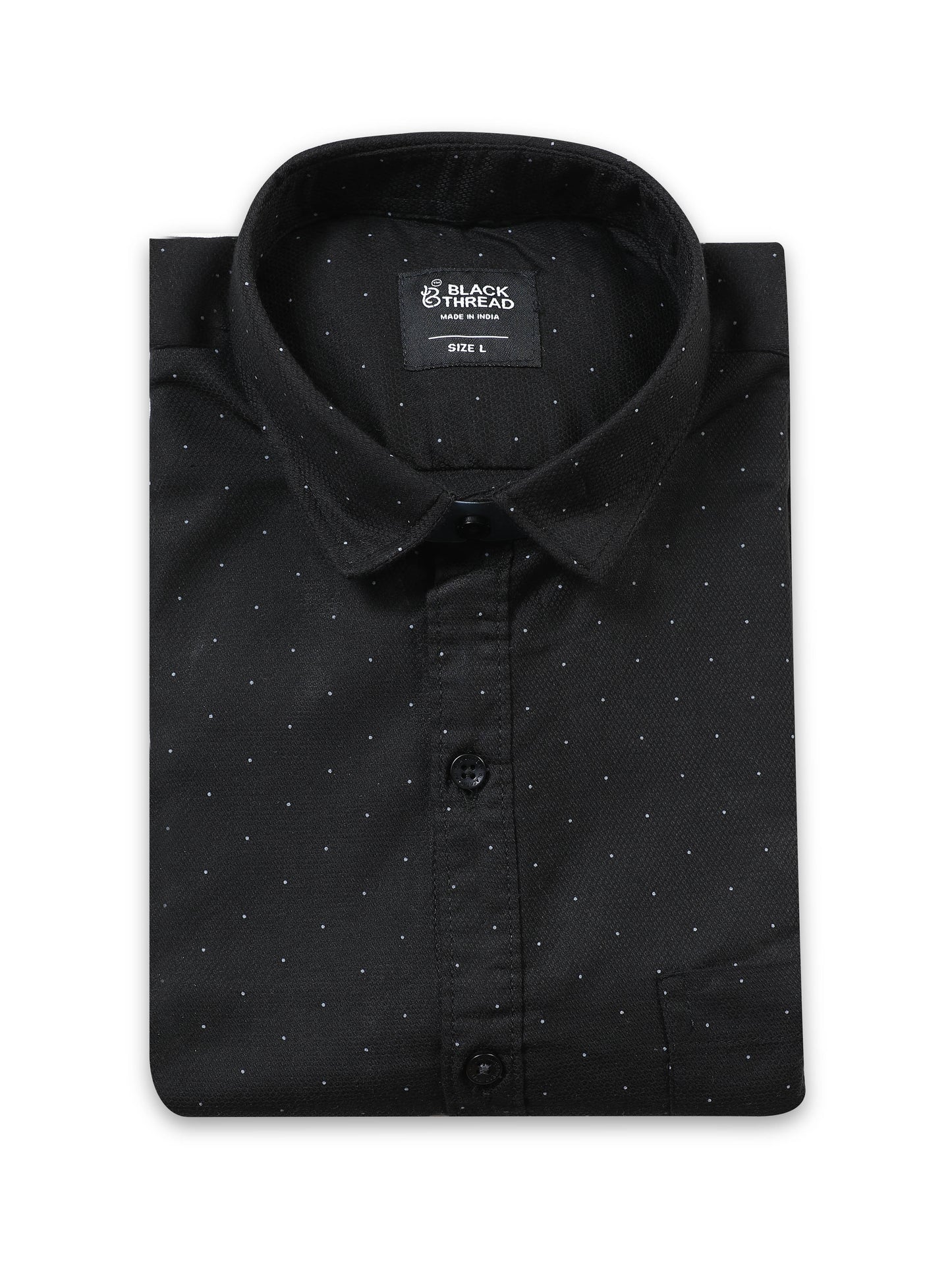 Men’s Black Micro Dot Printed Slim Fit Casual Shirt By Black Thread