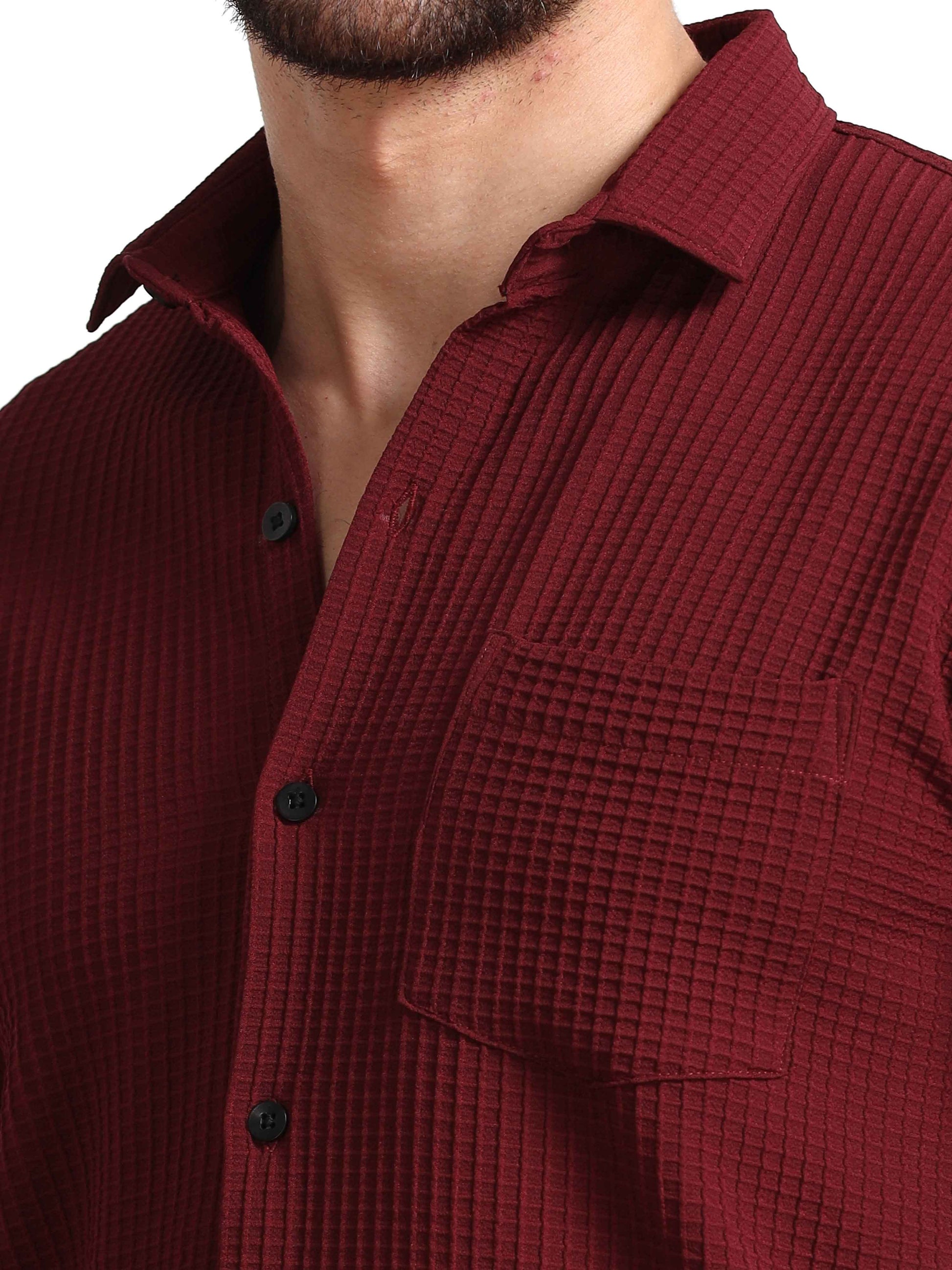 dark red dress shirt Shop Dark Red Solid Shirt Textured for Mens Online