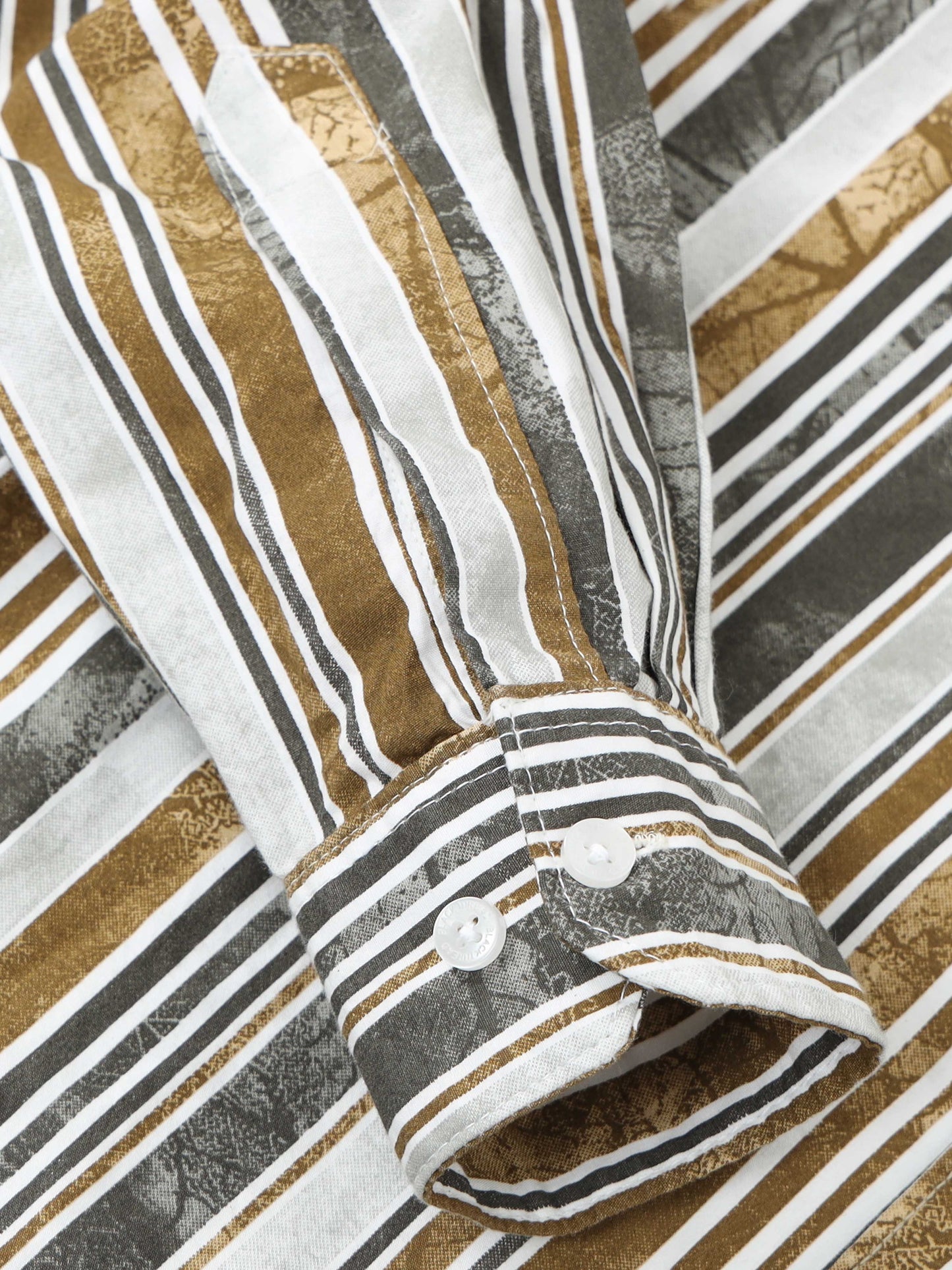 Men’s White & Mustard Striped Slim Fit Casual Shirt By Black Thread